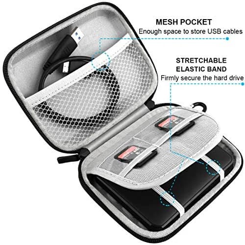 Lacdo Black Portable Hard Drive Case for WD Elements/My Passport, 14.2cm x 11.2cm x 3.8cm | Protects Drives from Water & Shocks thumbnail 4