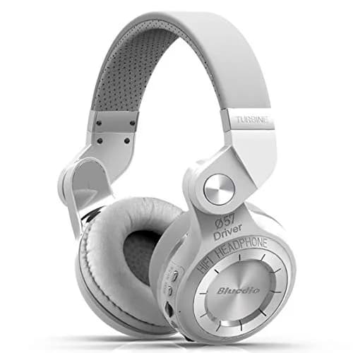 Bluedio T2 Plus Turbine Wireless Bluetooth Headphones with Mic/Micro SD Card Slot/FM Radio (White) | Over Ear, Foldable, 40hrs BT thumbnail 1