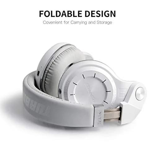 Bluedio T2 Plus Turbine Wireless Bluetooth Headphones with Mic/Micro SD Card Slot/FM Radio (White) | Over Ear, Foldable, 40hrs BT thumbnail 5