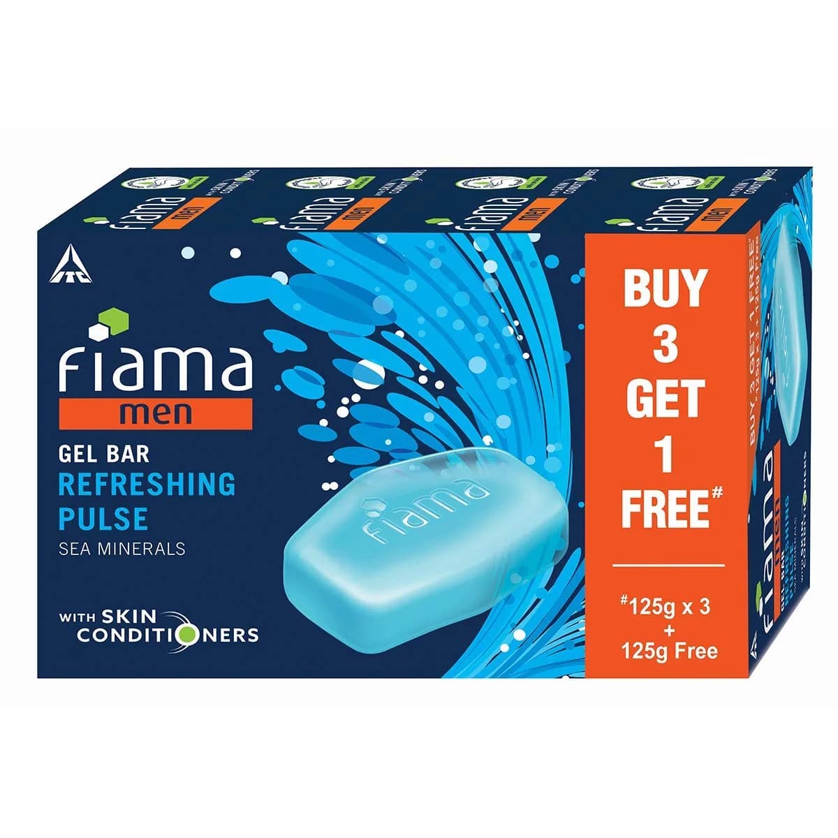 Fiama Men Refreshing Pulse Gel Bar 125g | Skin Moisturising & Invigorating Fragrance - main product image