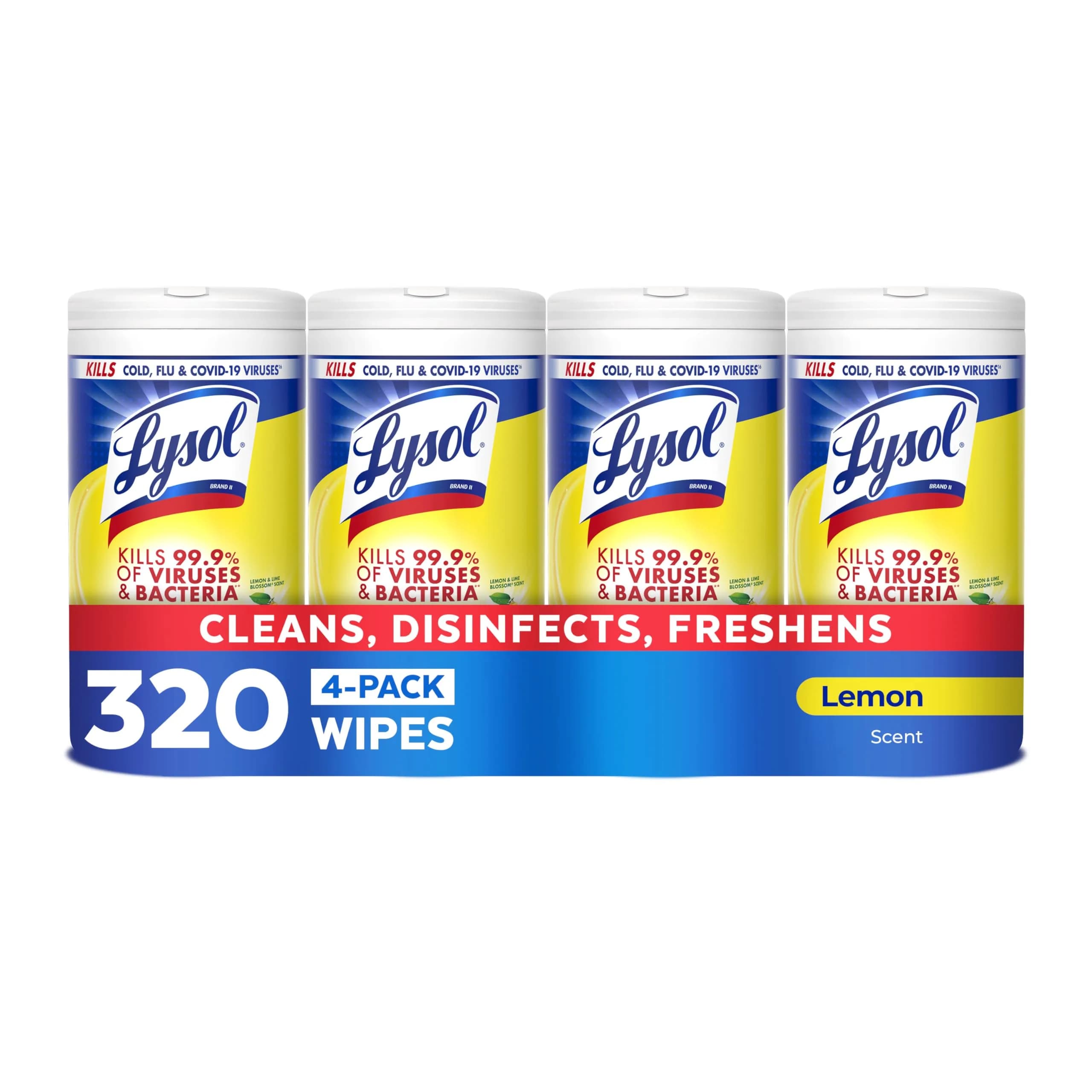 Lysol Disinfecting Wipes Multi-Surface Cleaner Lemon 80 ct | Kills 99.9% viruses & bacteria - main product image