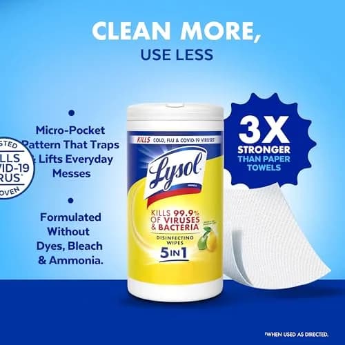 Lysol Disinfecting Wipes Multi-Surface Cleaner Lemon 80 ct | Kills 99.9% viruses & bacteria thumbnail 6