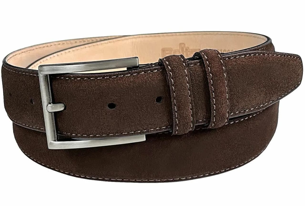 Belts.com Men's Suede Belt 34 | Genuine Leather Casual Dress Accessory — A4-brown / 32