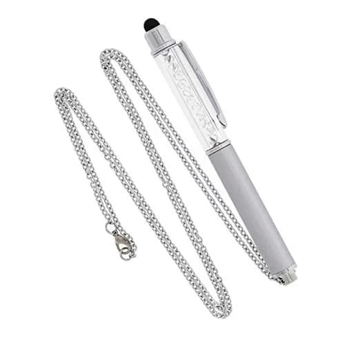Baron-Jewelry Crystalline Stylus Pen Necklace Crystals (Silver) | Sparkling Pearl & Crystal Design for Texting & Tablet Use thumbnail 4