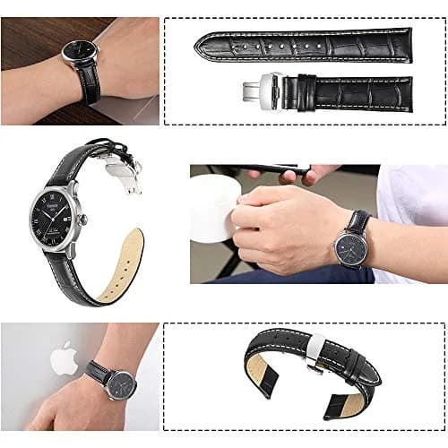 iStrap 20mm Leather Watch Band with Deployment Clasp | Classic Alligator Grain Calfskin Strap thumbnail 5