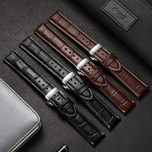 iStrap 20mm Leather Watch Band with Deployment Clasp | Classic Alligator Grain Calfskin Strap thumbnail 6
