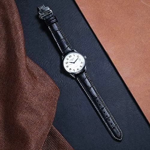 iStrap 20mm Leather Watch Band with Deployment Clasp | Classic Alligator Grain Calfskin Strap thumbnail 2