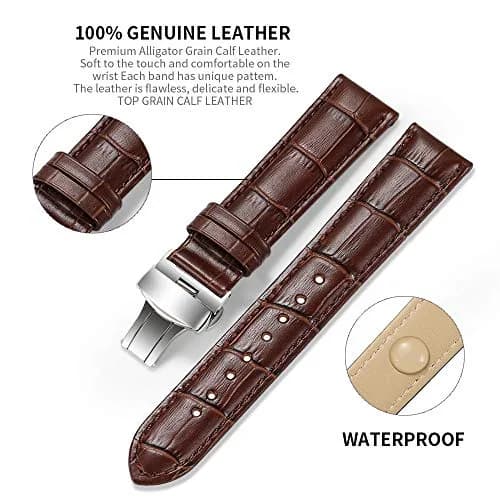 iStrap Leather Watch band -Alligator Grain Embossed Pattern Calfskin | Classic Elegant Strap for Men & Women 22mm thumbnail 4