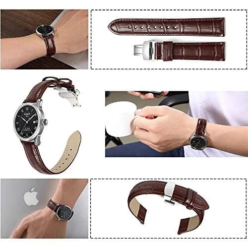 iStrap Leather Watch band -Alligator Grain Embossed Pattern Calfskin | Classic Elegant Strap for Men & Women 22mm thumbnail 5