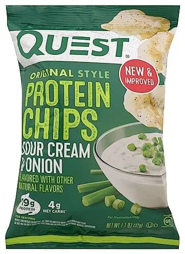 Quest Sour Cream & Onion Protein Chips 32g (1.2oz) | 21g Protein, Gluten-Free, Baked thumbnail 1
