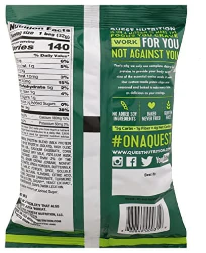 Quest Sour Cream & Onion Protein Chips 32g (1.2oz) | 21g Protein, Gluten-Free, Baked thumbnail 2