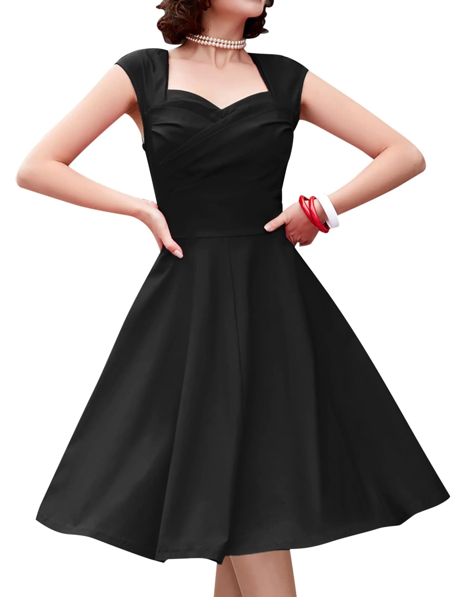 MUXXN Vintage Retro Swing Dress S Black | 1950s Inspired Classic Style — Black