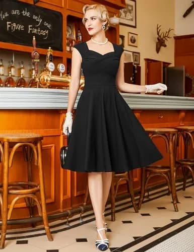 MUXXN Vintage Retro Swing Dress S Black | 1950s Inspired Classic Style thumbnail 6