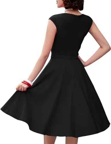 MUXXN Vintage Retro Swing Dress S Black | 1950s Inspired Classic Style thumbnail 2