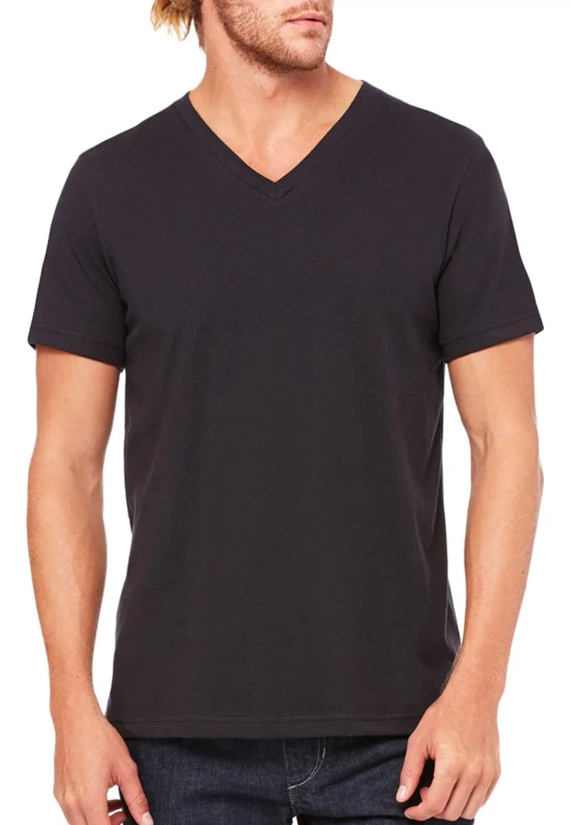 Bella + Canvas Unisex Jersey Short-Sleeve V-Neck T-Shirt Vintage Black 3XL | Slim, Pre-shrunk, Comfortable Fit — Vintage Black