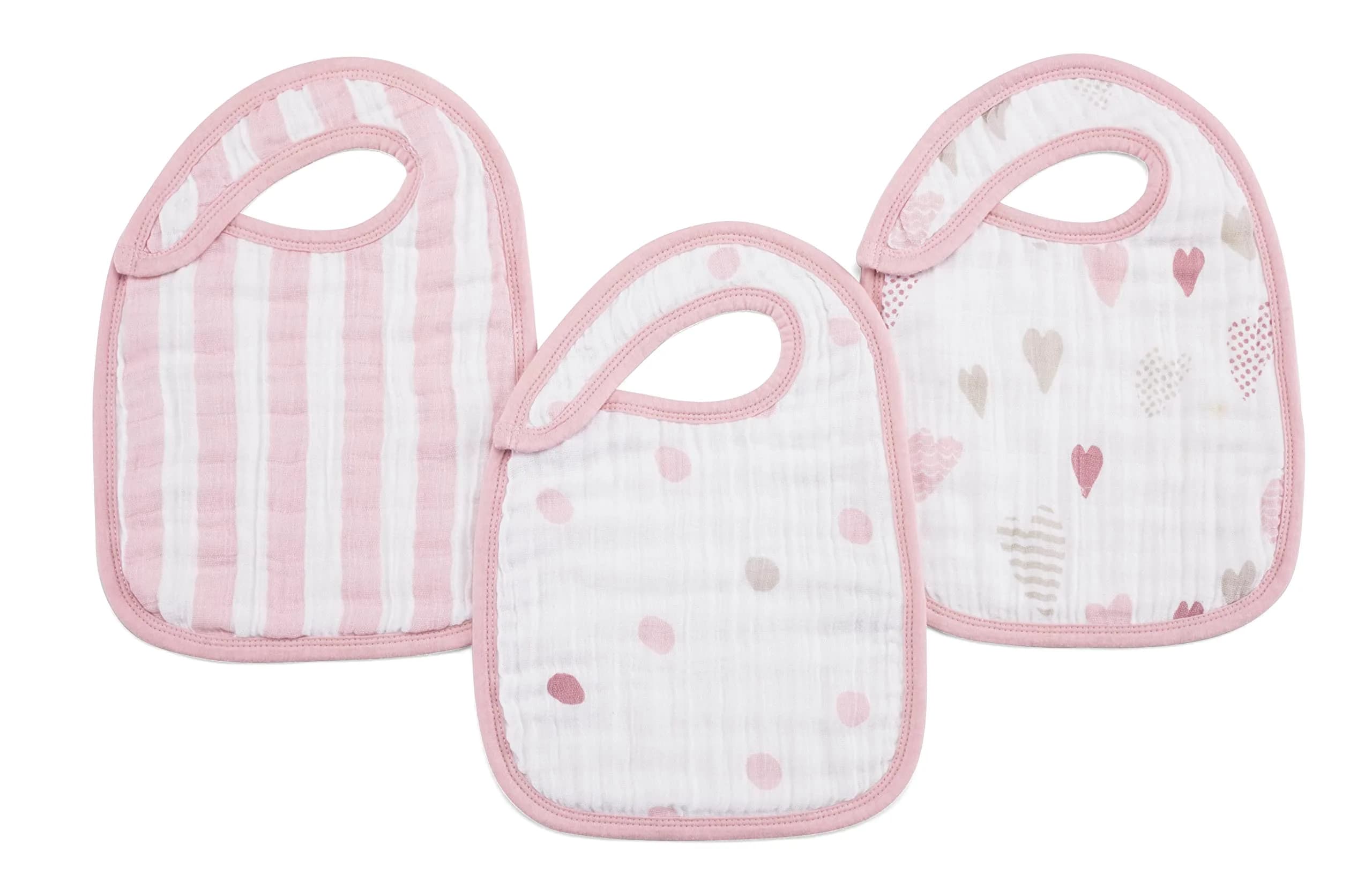 aden + anais Snap Bibs 3 Pack, Rock Star, 23cm x 32.5cm (9" x 13") | 3-Layer Cotton Muslin