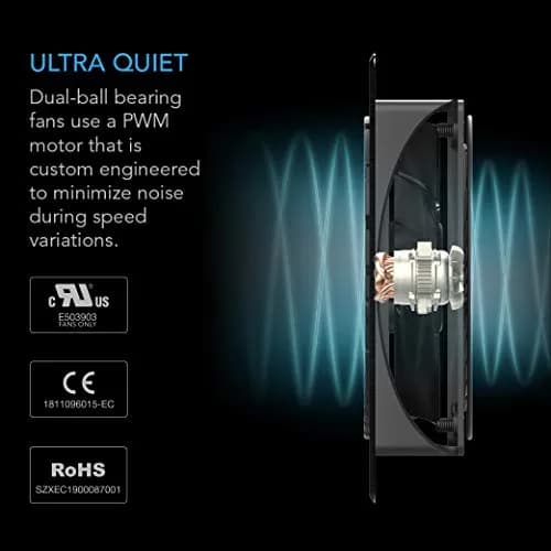 AC Infinity AIRPLATE T3 Quiet Cabinet Cooling Fan System 6" (16cm) with Smart Controller | 52 CFM Airflow, 18 dBA Noise, Dual Ball Bearings thumbnail 4