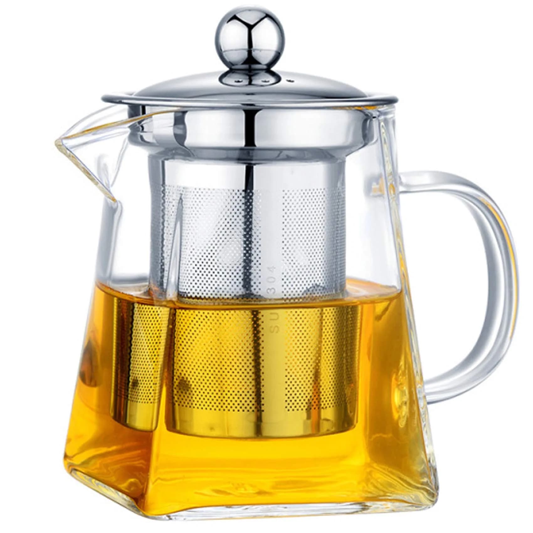 Mozentea Glass Teapot Infuser 550ml | Stove Top Safe & Removable Stainless Steel Filter - main product image
