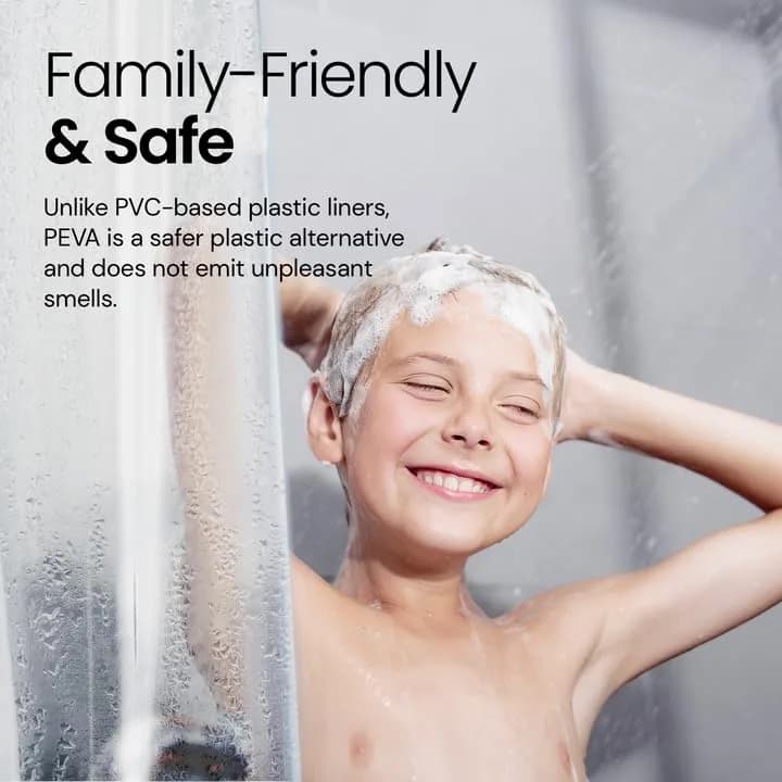 LiBa Shower Curtain PEVA 8G 72x72 Inch Waterproof Frosted | Eco-Friendly Bathroom Essential thumbnail 8
