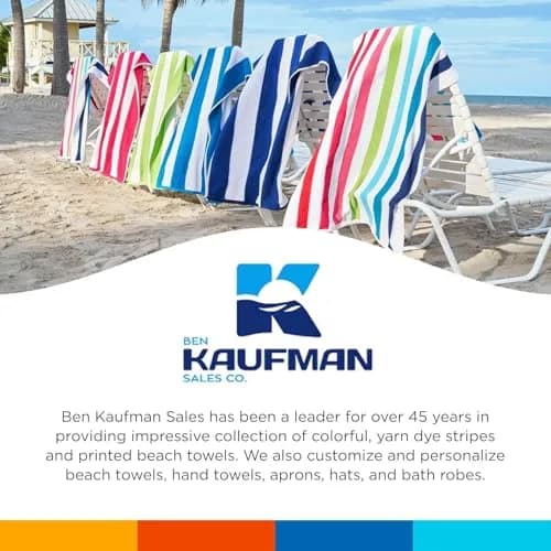 BEN KAUFMAN SALES CO Oversized Striped Cotton Beach & Pool Towels 6 Pack | Soft, Absorbent & Quick-Drying thumbnail 7