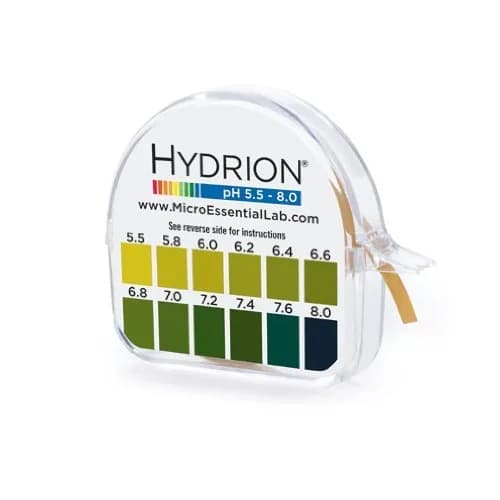 MicroEssential Hydrion pH Test Roll 4.5m (15 Ft) with Chart & Dispenser | Saliva & Urine pH 5.5-8.0