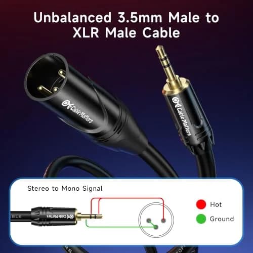 Cable Matters 3.5mm to XLR Male Cable, 1.8m (6ft) | Stereo to Mono Conversion for Audio Devices thumbnail 2