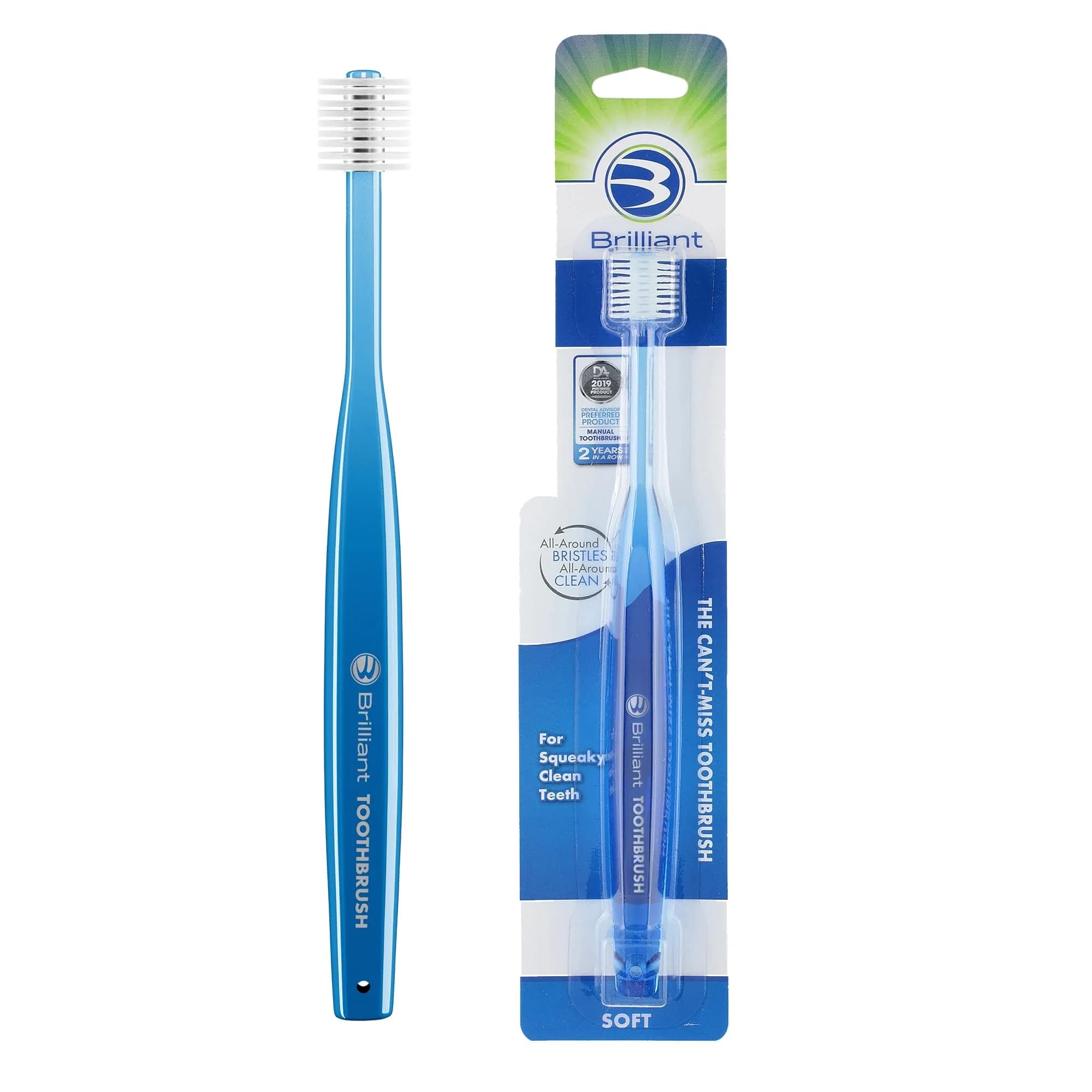 Brilliant Soft Toothbrush for Adults - with Over 15,000 360° Micro Bristles | Gentle, All-Around Clean, Blue