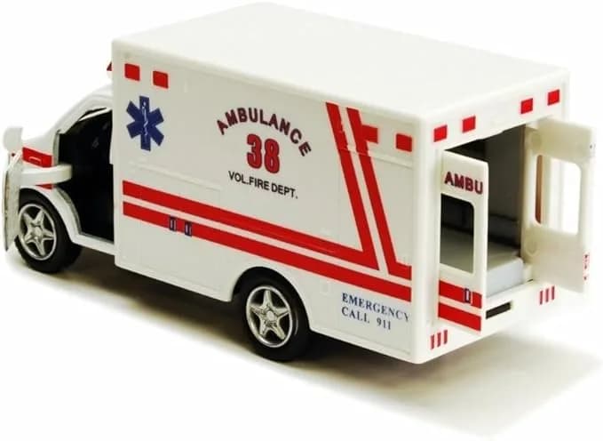 KiNSMART Rescue Team Ambulance Die Cast Metal Toy Truck 5-inch (2-Pack) | ASTM-Tested Non-Toxic Toy Vehicle thumbnail 2