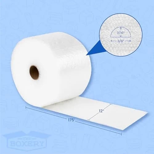 The Boxery Bubble Wrap 12 inch x 175 ft | Small 3/16 inch Air Bubbles for Packing & Shipping thumbnail 2