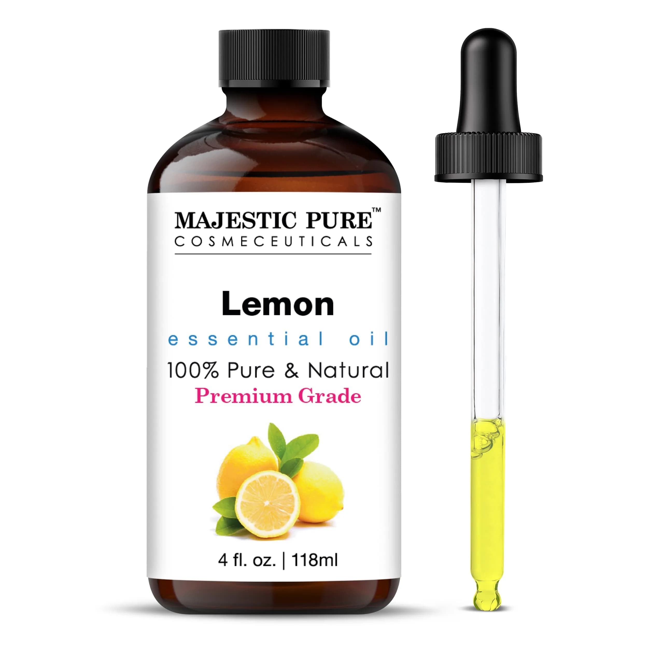 Majestic Pure Peppermint Essential Oil 4 Fl Oz (118ml) | 100% Pure, Natural, Premium Grade — Lemon / 4 Fl Oz
