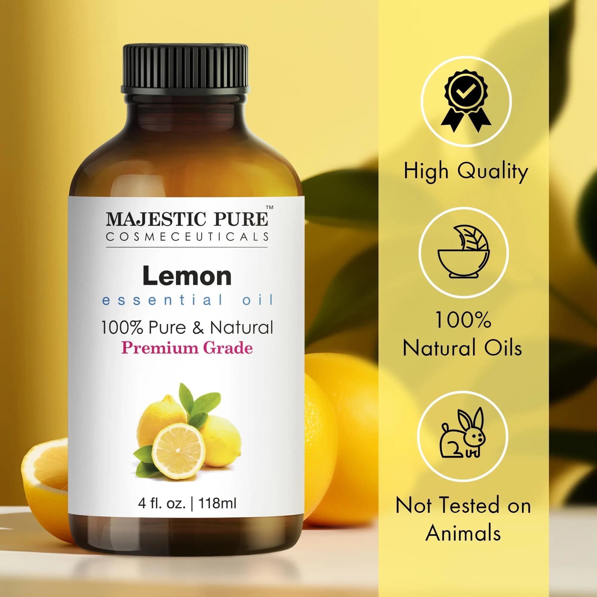 Majestic Pure Lemon Essential Oil 120ml (4 Fl Oz) | Pure & Natural Aromatherapy Oil thumbnail 3