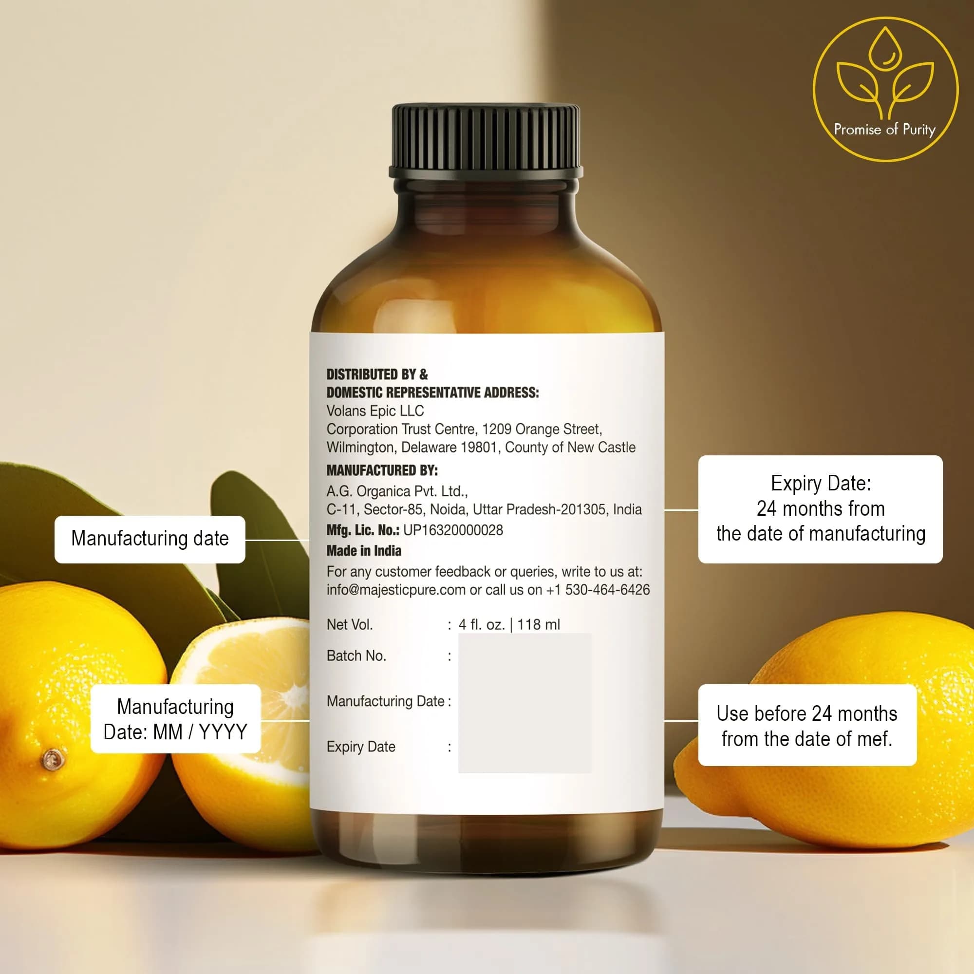 Majestic Pure Lemon Essential Oil 120ml (4 Fl Oz) | Pure & Natural Aromatherapy Oil thumbnail 4