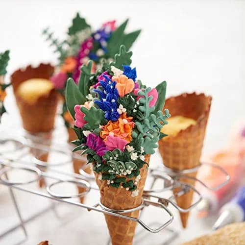 Wilton Cupcake Cones Baking Rack, 12-Cavity Ice Cream Cone Cupcakes Holder | Oven-Safe Steel Stand for Cupcake Cones thumbnail 5