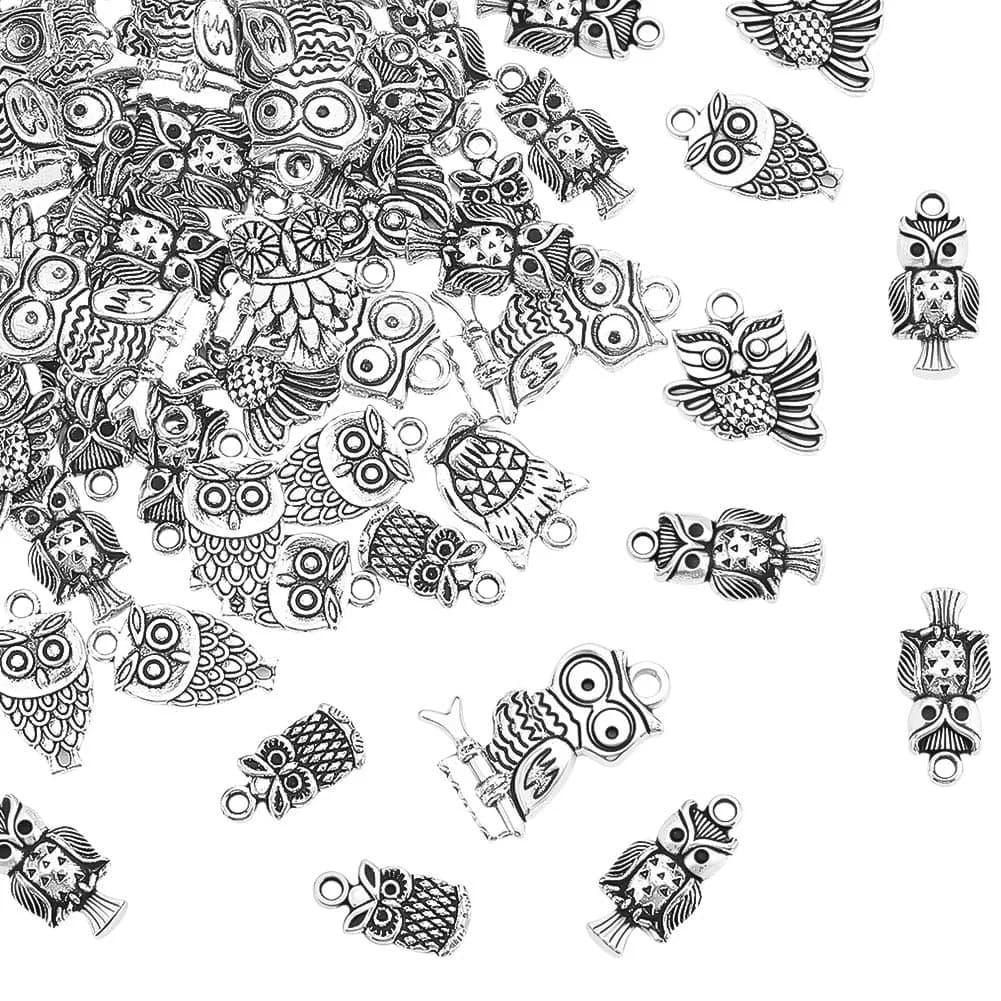 PH PandaHall Ocean Animal Charms 30pcs | Summer Sea Creatures Pendant for Jewelry — Mixed Style Owl - 50pcs