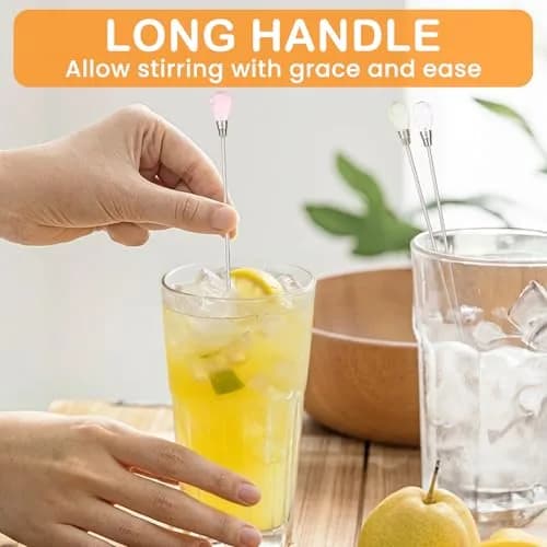 kilofly Rhinestone Party Stir Swizzle Stick Set of 4 | Elegant Stainless Steel Drink Stirrers with Rhinestones thumbnail 4