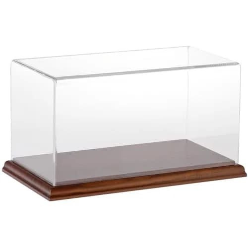 Plymor Clear Acrylic Display Case with Hardwood Base 10" W x 5" D x 5" H | Modern Showcase for Collectibles thumbnail 1