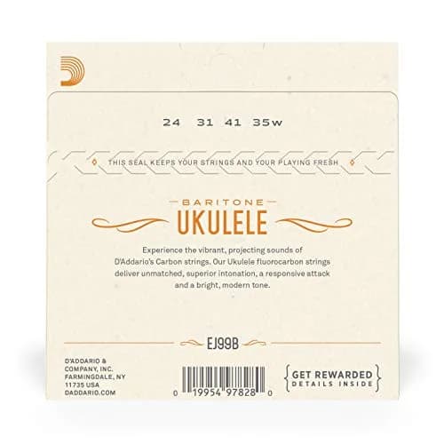 D'Addario EJ99B Fluorocarbon Baritone Ukulele Strings Set | Bright, Modern Tone & Tuning Stability thumbnail 3