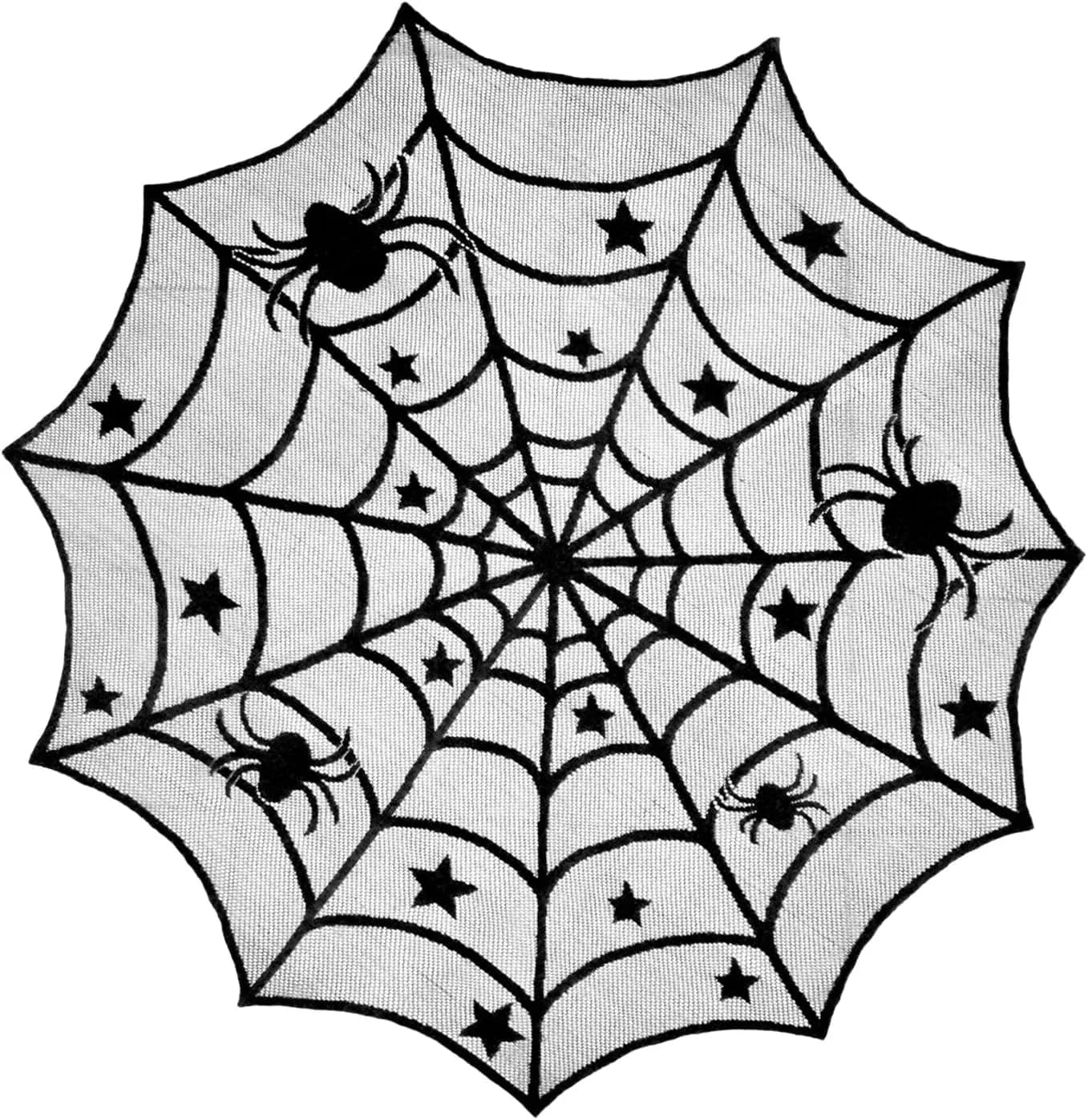 DII Black Lace Overlay Tablecloth 40" Round | Gothic Halloween Spider Web Decor - main product image