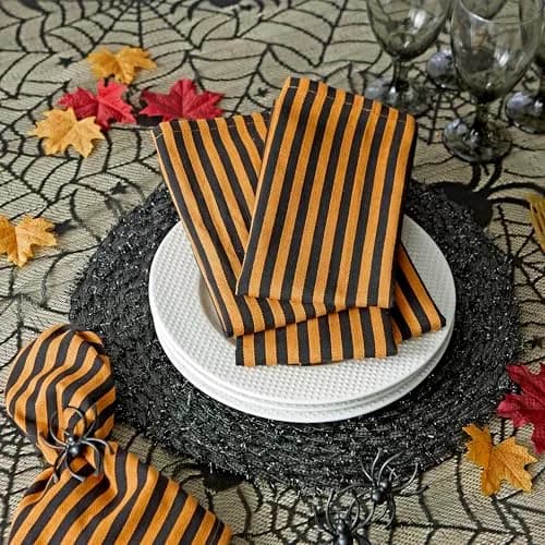 DII Black Lace Overlay Tablecloth 40" Round | Gothic Halloween Spider Web Decor thumbnail 4