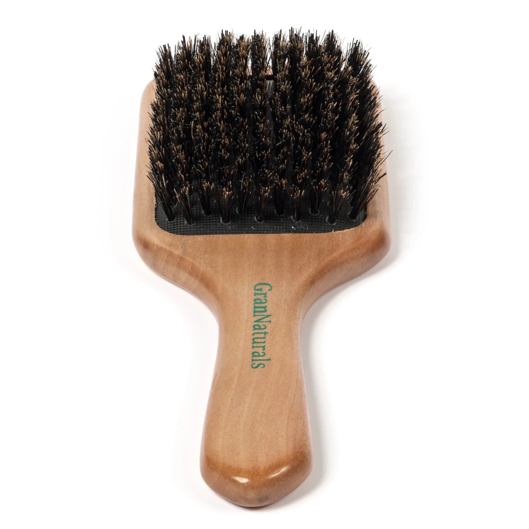 GranNaturals Boar Bristle Paddle Hair Brush | Natural Wooden Large Flat Square for Fine, Thin, Straight Hair — Brown