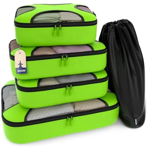 Shacke 5 Set Packing Cubes for Travel with Laundry Bag (Green Grass) | Space-Saving Luggage Organizer (70-120 chars) thumbnail 1