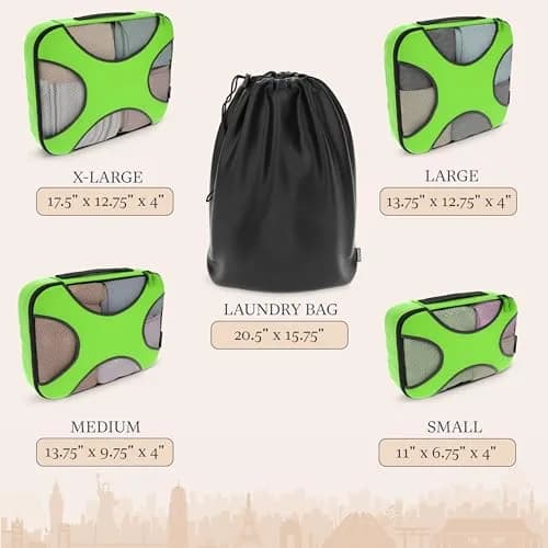 Shacke 5 Set Packing Cubes for Travel with Laundry Bag (Green Grass) | Space-Saving Luggage Organizer (70-120 chars) thumbnail 4