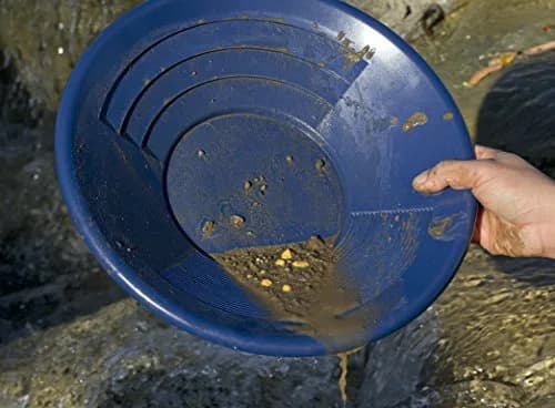 SE 14 Inch Gold Panning Pan with Dual Riffles | Blue Plastic Mining Tool thumbnail 2