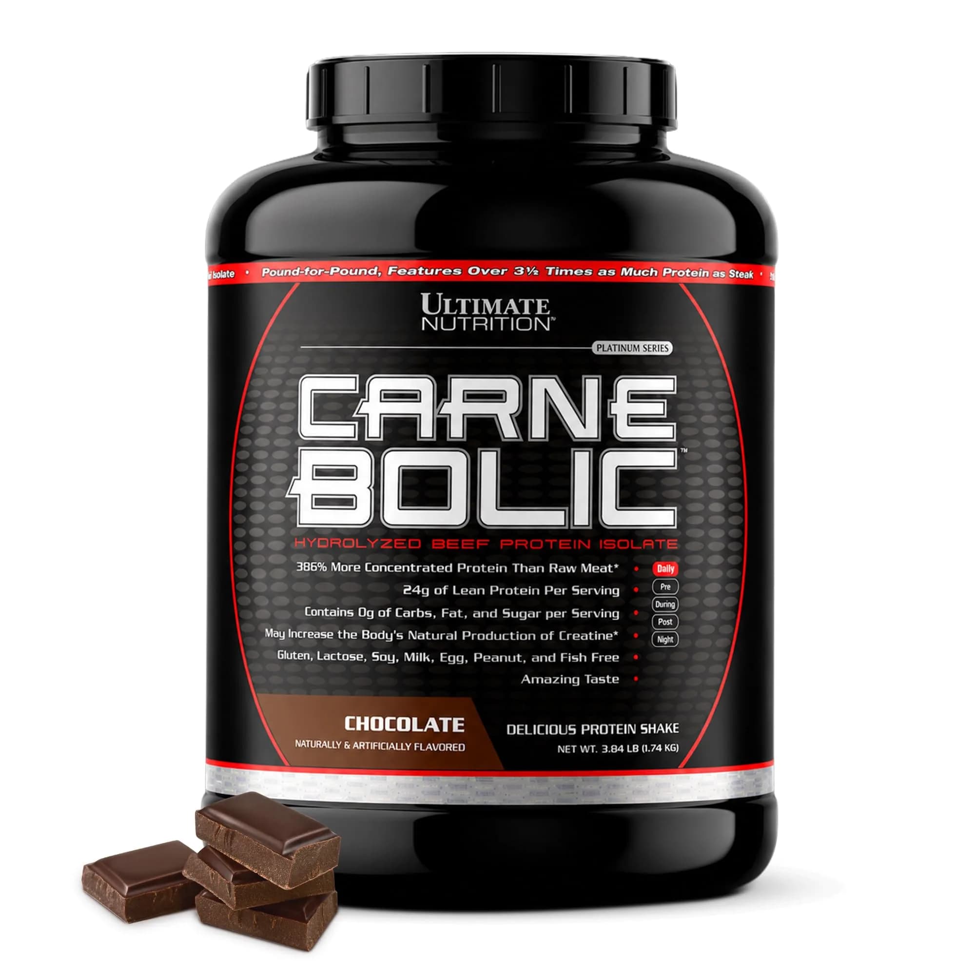 Ultimate Nutrition CarneBOLIC Beef Protein Isolate, Chocolate, 4 lb | Hydrolyzed Beef Protein for Muscle & Power - main product image