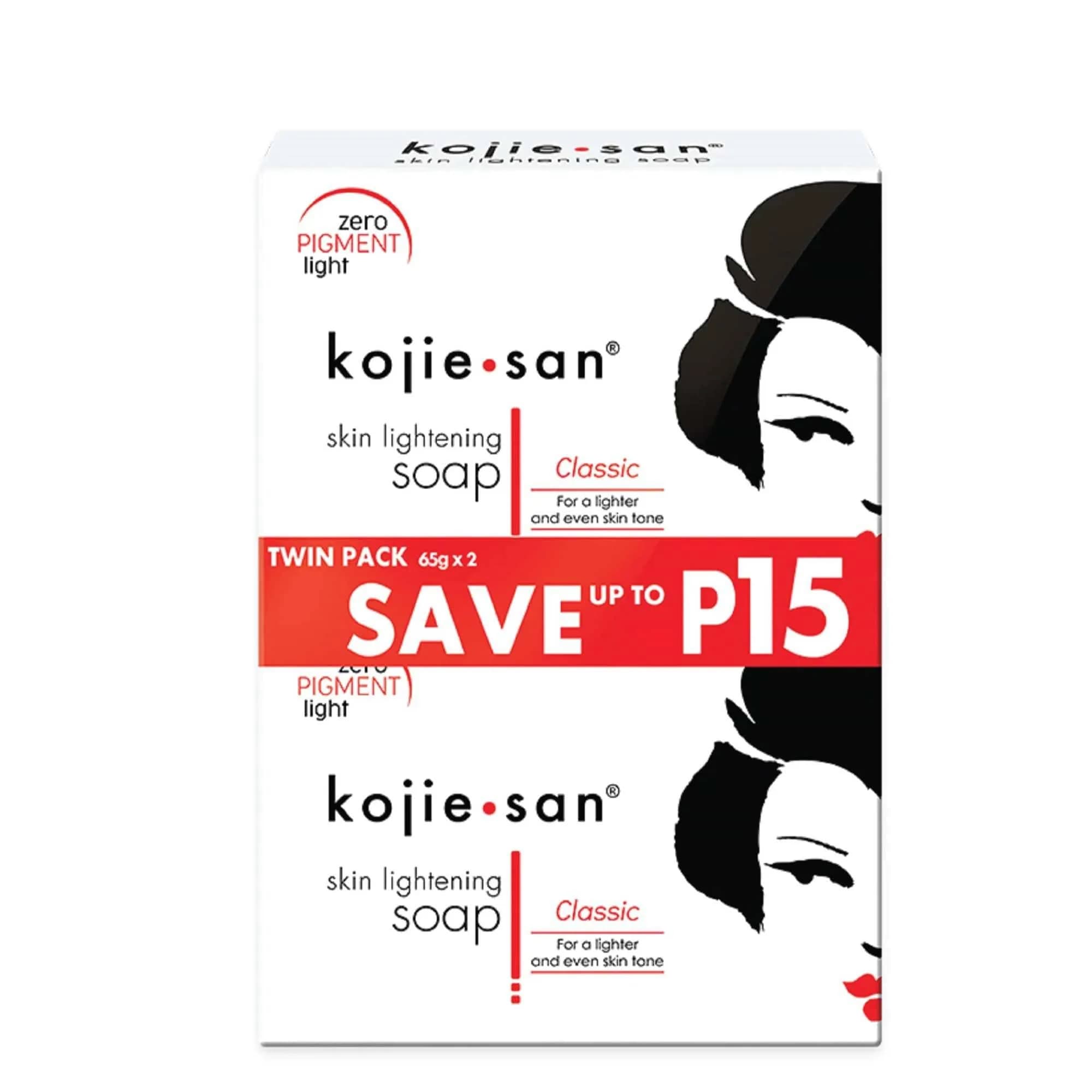 Kojie San Skin Brightening Bar Soap 130g (65g x 2) | Original Kojic Acid, Dark Spot Remover with Glycerin & Tea Tree Oil