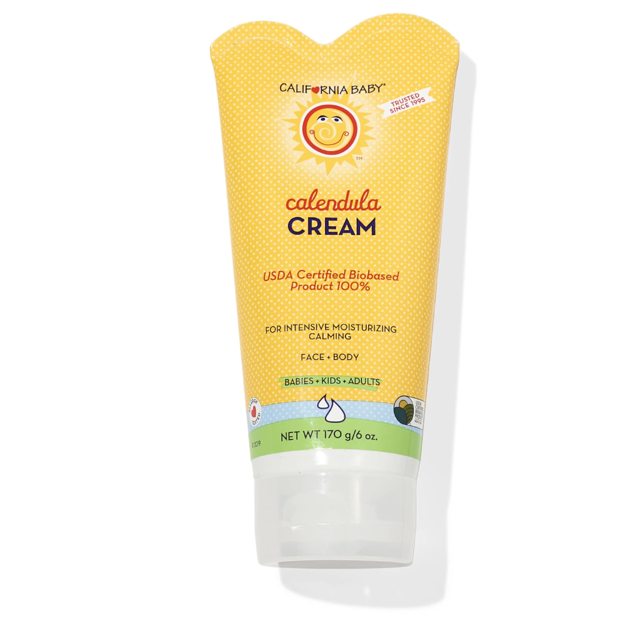 California Baby Calendula Cream 2.9 oz | Plant-Based Moisturizer for Dry Skin | Lavender Baby Lotion | Hypoallergenic — 6 oz