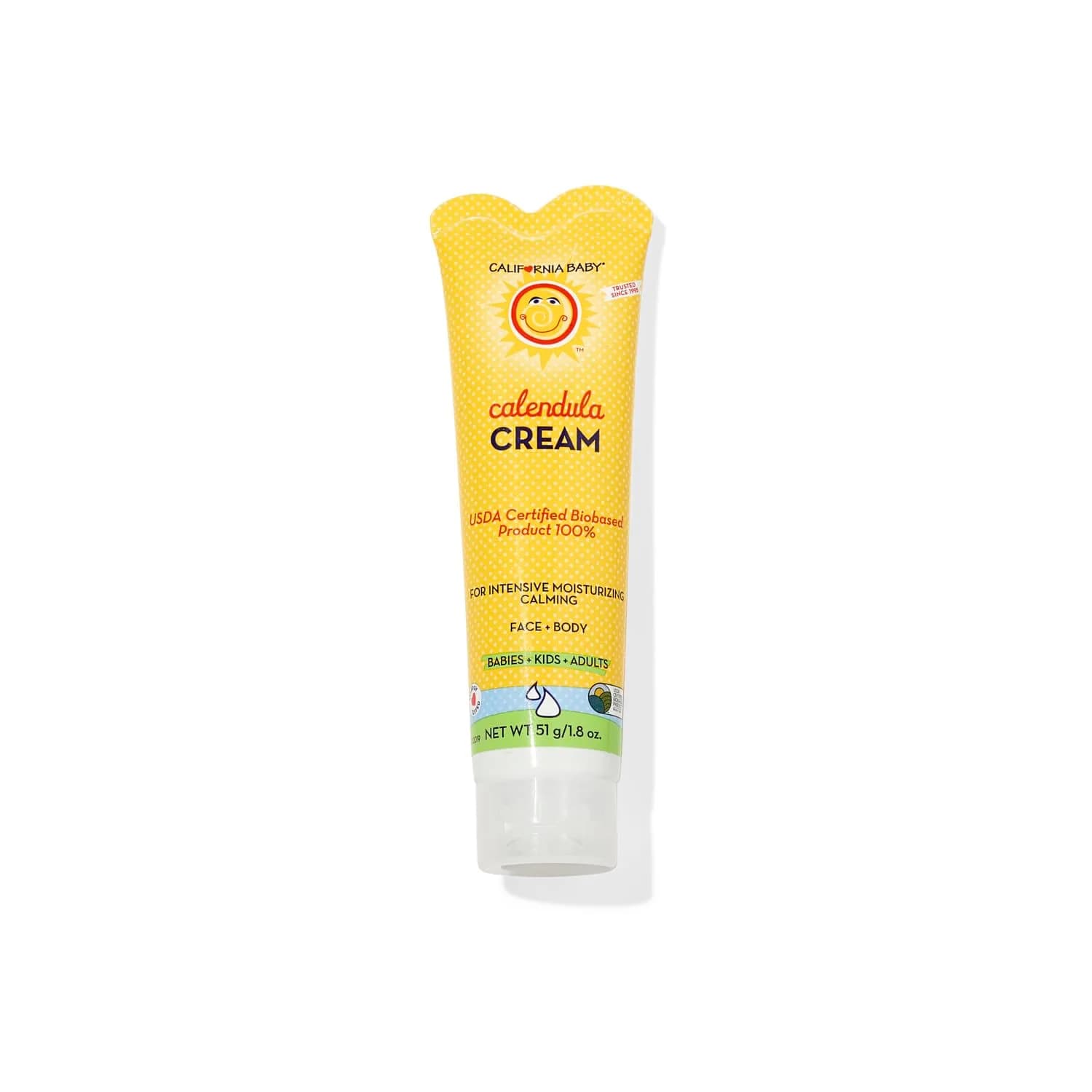 California Baby Calendula Cream 2.9 oz | Plant-Based Moisturizer for Dry Skin | Lavender Baby Lotion | Hypoallergenic — 1.8 Ounce