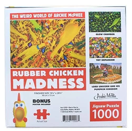 Accoutrements Rubber Chicken Madness Jigsaw Puzzle 1000 Pieces | Challenging Textures for Ages 10+ thumbnail 3