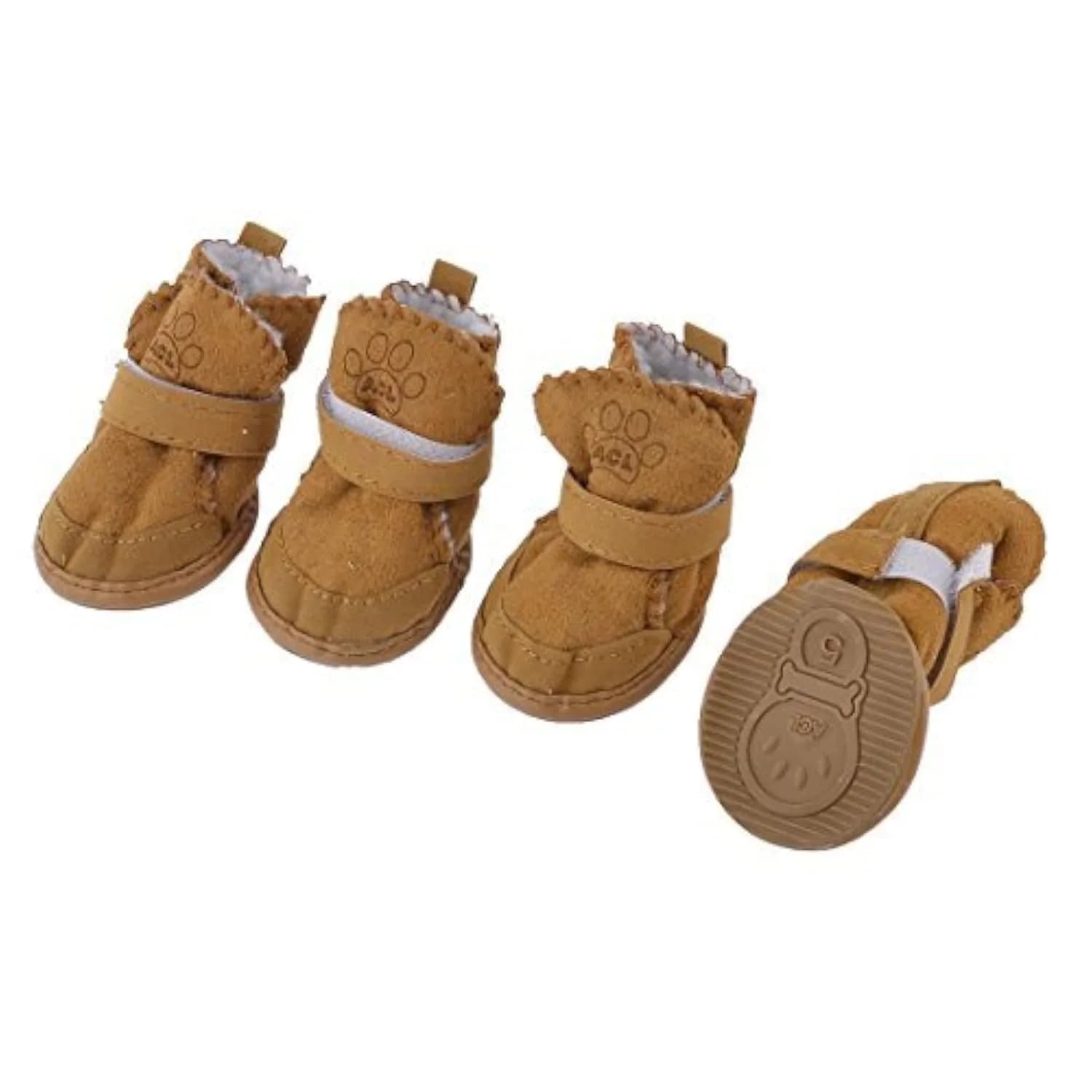 URBEST Dog Shoes with Hook Loop Closure 5# Brown | Non-Slip Plush Rubber Pet Booties