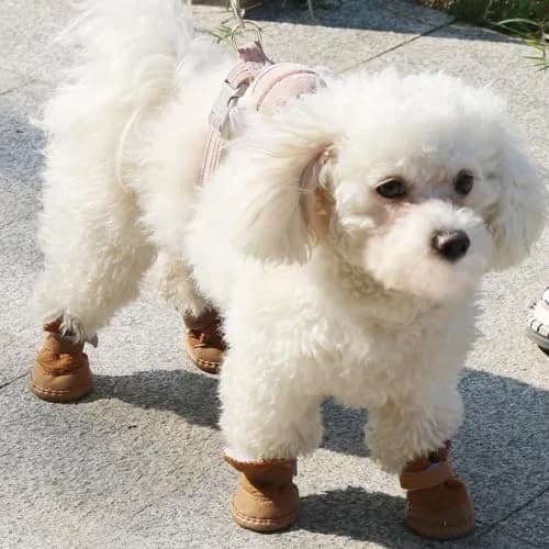 URBEST Dog Shoes with Hook Loop Closure 5# Brown | Non-Slip Plush Rubber Pet Booties thumbnail 2